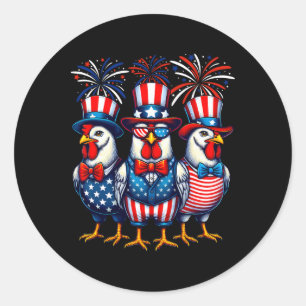 Patriotisches Huhn Usa-Flagge Hühnerliebhaber 4. J Runder Aufkleber