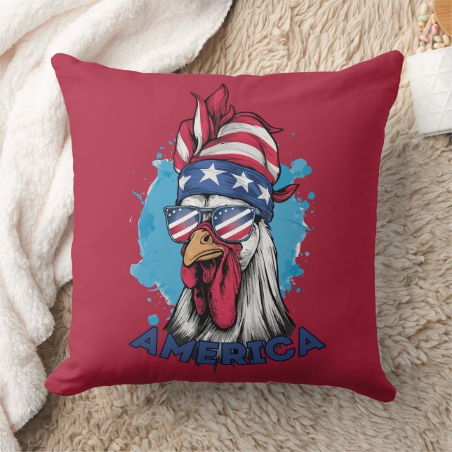Patriotisches Hühnchen in den USA Bandana und Shad Kissen (Decke)
