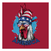 Patriotisches Hühnchen in den USA Bandana und Shad Poster (Vorderseite)
