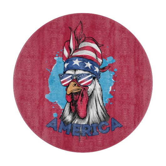 Patriotisches Hühnchen in den USA Bandana und Shad Schneidebrett (Vorderseite)