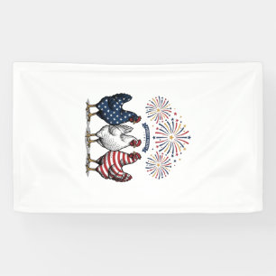 Patriotisches Hühner-Trio Vintage-Stich Vektor De Banner