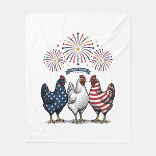 Patriotisches Hühner-Trio Vintage-Stich Vektor De Fleecedecke