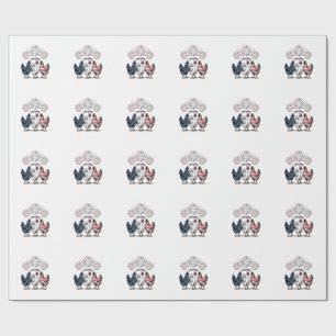 Patriotisches Hühner-Trio Vintage-Stich Vektor De Geschenkpapier
