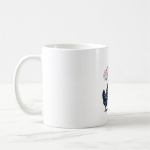 Patriotisches Hühner-Trio Vintage-Stich Vektor De Kaffeetasse