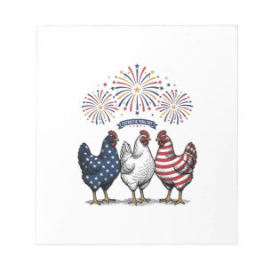 Patriotisches Hühner-Trio Vintage-Stich Vektor De Notizblock