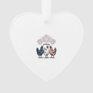 Patriotisches Hühner-Trio Vintage-Stich Vektor De Ornament
