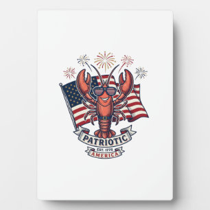 Patriotisches Hummer-Flagge Vintage-Stich T-Shirt_ Fotoplatte