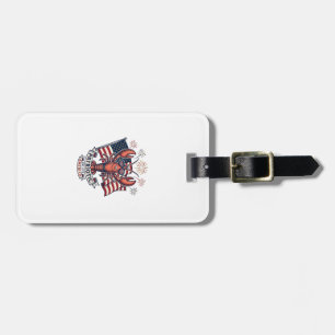 Patriotisches Hummer-Flagge Vintage-Stich T-Shirt_ Gepäckanhänger