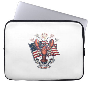 Patriotisches Hummer-Flagge Vintage-Stich T-Shirt_ Laptopschutzhülle