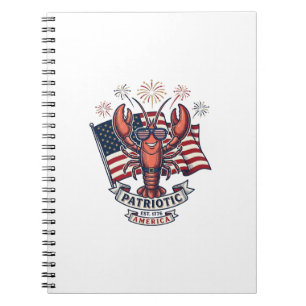 Patriotisches Hummer-Flagge Vintage-Stich T-Shirt_ Notizblock