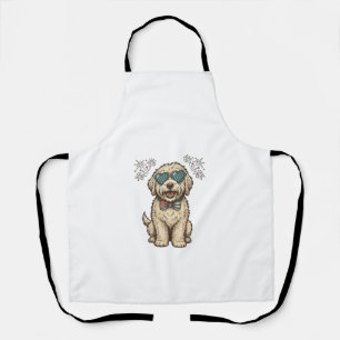 Patriotisches Hund-Feuerwerk Vintage-Shirt-Design Schürze