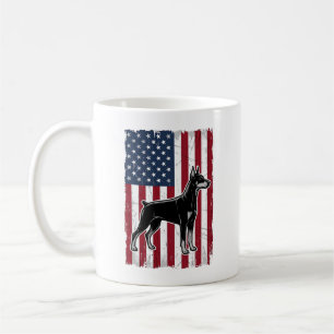 Patriotisches Hund Flagge Vintage Vektor Shirt Des Kaffeetasse