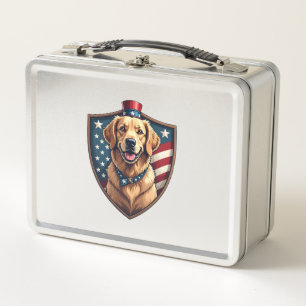 Patriotisches Hund Papa Golden Retriever Gravur Sh Metall Brotdose