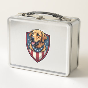 Patriotisches Hund Papa Golden Retriever Gravur Sh Metall Brotdose