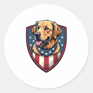 Patriotisches Hund Papa Golden Retriever Gravur Sh Runder Aufkleber