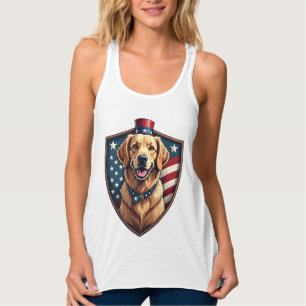Patriotisches Hund Papa Golden Retriever Gravur Sh Tank Top