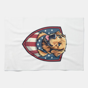 Patriotisches Hund-Vater Golden Retriever Gravur S Geschirrtuch