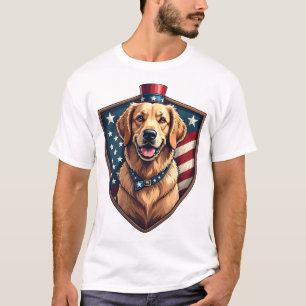 Patriotisches Hund-Vater Golden Retriever Gravur S T-Shirt