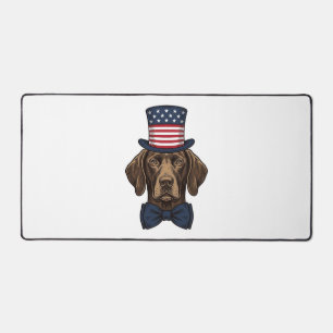 Patriotisches Hund-Vintage-Stich-Shirt-Design_1 Schreibtischunterlage