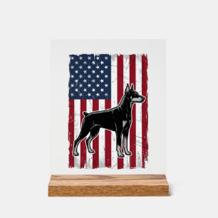 Patriotisches Hunde-Flagge Vintage-Vector-Shirt-De Acrylschild