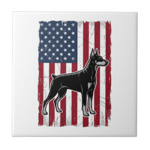 Patriotisches Hunde-Flagge Vintage-Vector-Shirt-De Fliese