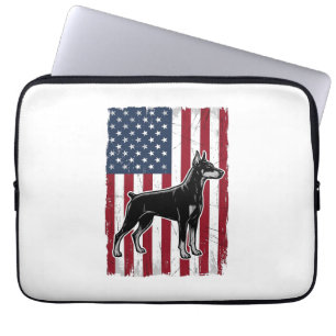 Patriotisches Hunde-Flagge Vintage-Vector-Shirt-De Laptopschutzhülle
