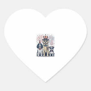 Patriotisches Hunde-Trio Vintage-Stich-Shirt-Desig Herz-Aufkleber