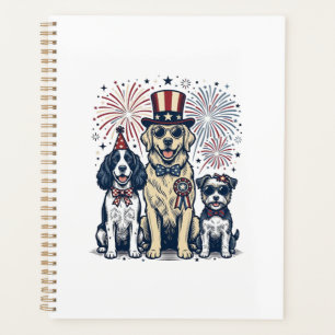 Patriotisches Hunde-Trio Vintage-Stich-Shirt-Desig Planer