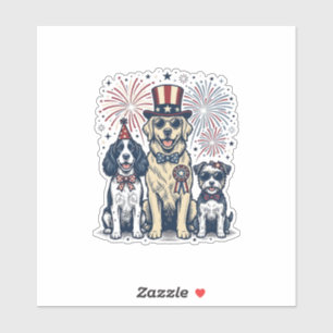 Patriotisches Hunde-Trio Vintage-Stickerei-Shirt-D Aufkleber