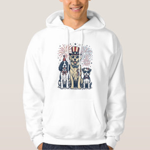 Patriotisches Hunde-Trio Vintage-Stickerei-Shirt-D Hoodie