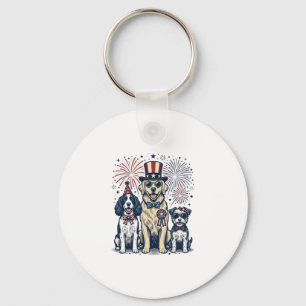 Patriotisches Hunde-Trio Vintage-Stickerei-Shirt-D Schlüsselanhänger