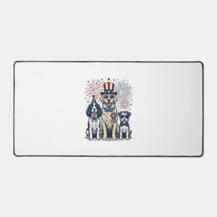Patriotisches Hunde-Trio Vintage-Stickerei-Shirt-D Schreibtischunterlage