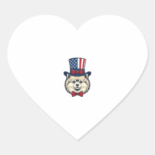 Patriotisches Hundekopf-Vintage-Stichvektordesign Herz-Aufkleber
