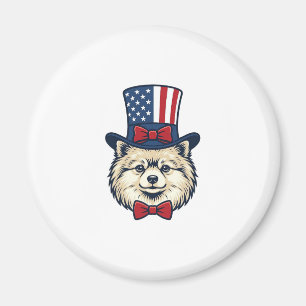 Patriotisches Hundekopf-Vintage-Stichvektordesign Magnet