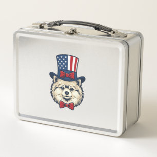 Patriotisches Hundekopf-Vintage-Stichvektordesign Metall Brotdose