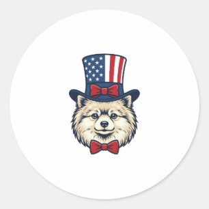 Patriotisches Hundekopf-Vintage-Stichvektordesign Runder Aufkleber