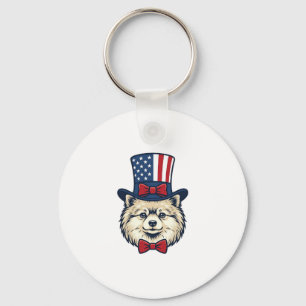 Patriotisches Hundekopf-Vintage-Stichvektordesign Schlüsselanhänger