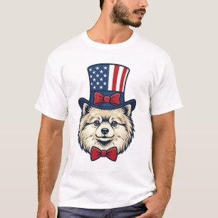 Patriotisches Hundekopf-Vintage-Stichvektordesign T-Shirt