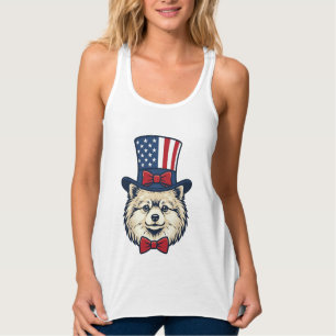 Patriotisches Hundekopf-Vintage-Stichvektordesign Tank Top