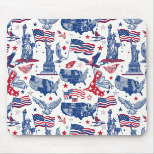 Patriotisches Ikonenmuster - Freiheitsstatue, Flag Mousepad