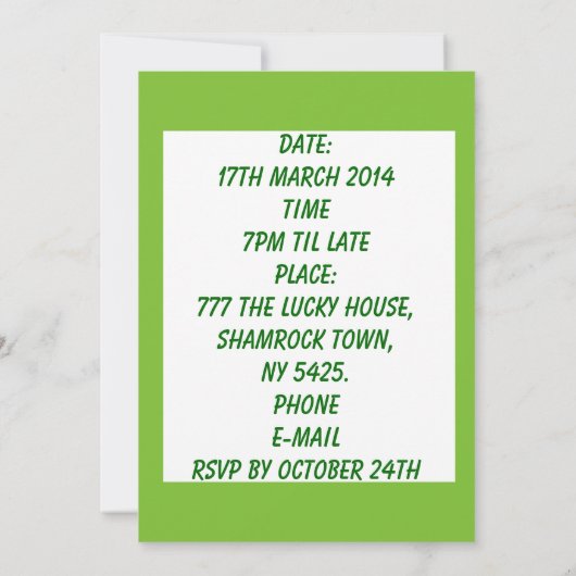 Patriotisches Irish Egg Party benutzerdefinierbar Einladung (Rückseite)