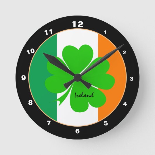 Patriotisches Irland, Liebe Irish Flag Zuhause / K Runde Wanduhr (Vorderseite)