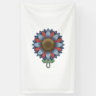Patriotisches Jeans-Sonnenblumen-Ornament Vintage Banner
