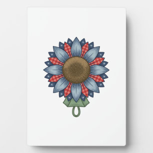Patriotisches Jeans-Sonnenblumen-Ornament Vintage Fotoplatte
