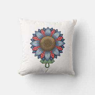 Patriotisches Jeans-Sonnenblumen-Ornament Vintage Kissen