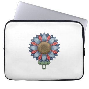 Patriotisches Jeans-Sonnenblumen-Ornament Vintage Laptopschutzhülle