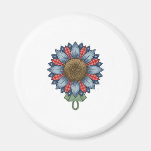Patriotisches Jeans-Sonnenblumen-Ornament Vintage Magnet