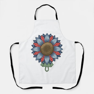 Patriotisches Jeans-Sonnenblumen-Ornament Vintage Schürze