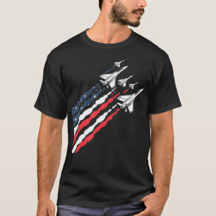 Patriotisches Kampfflugzeug Amerikanische Flagge V T-Shirt