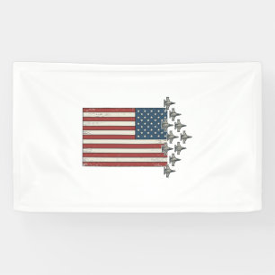 Patriotisches Kampfflugzeug Flagge Vintage Gravur  Banner